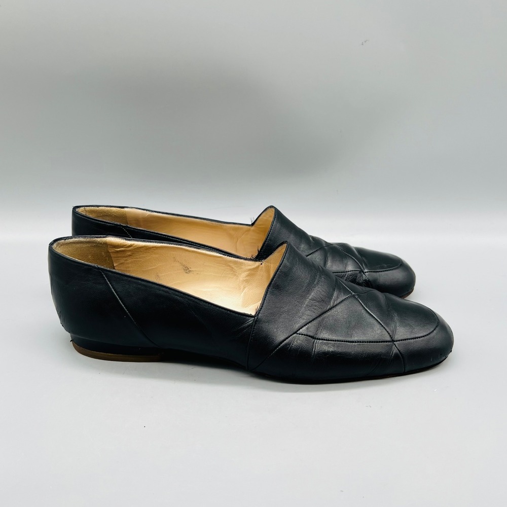 Giorgio Armani Loafers Womens 8.5 Black Leather Preppy Academia Vtg Shoes